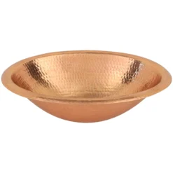 Premier Copper Products 17" Oval Copper Bathroom Sink, Polished Copper, LO17RPC