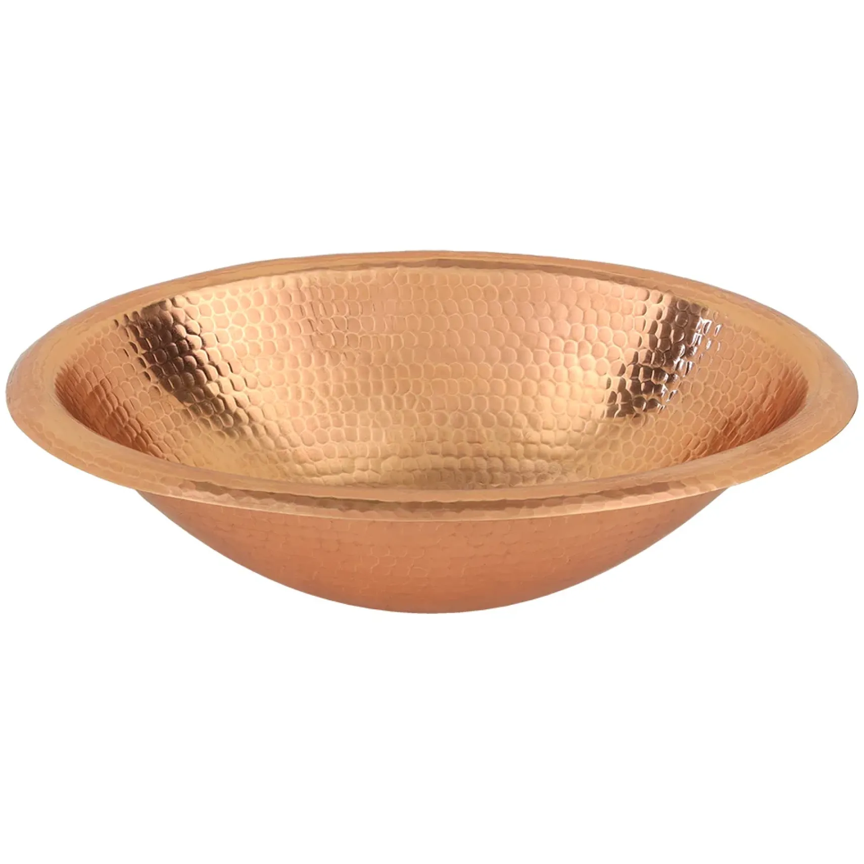 Premier Copper Products 17" Oval Copper Bathroom Sink, Polished Copper, LO17RPC