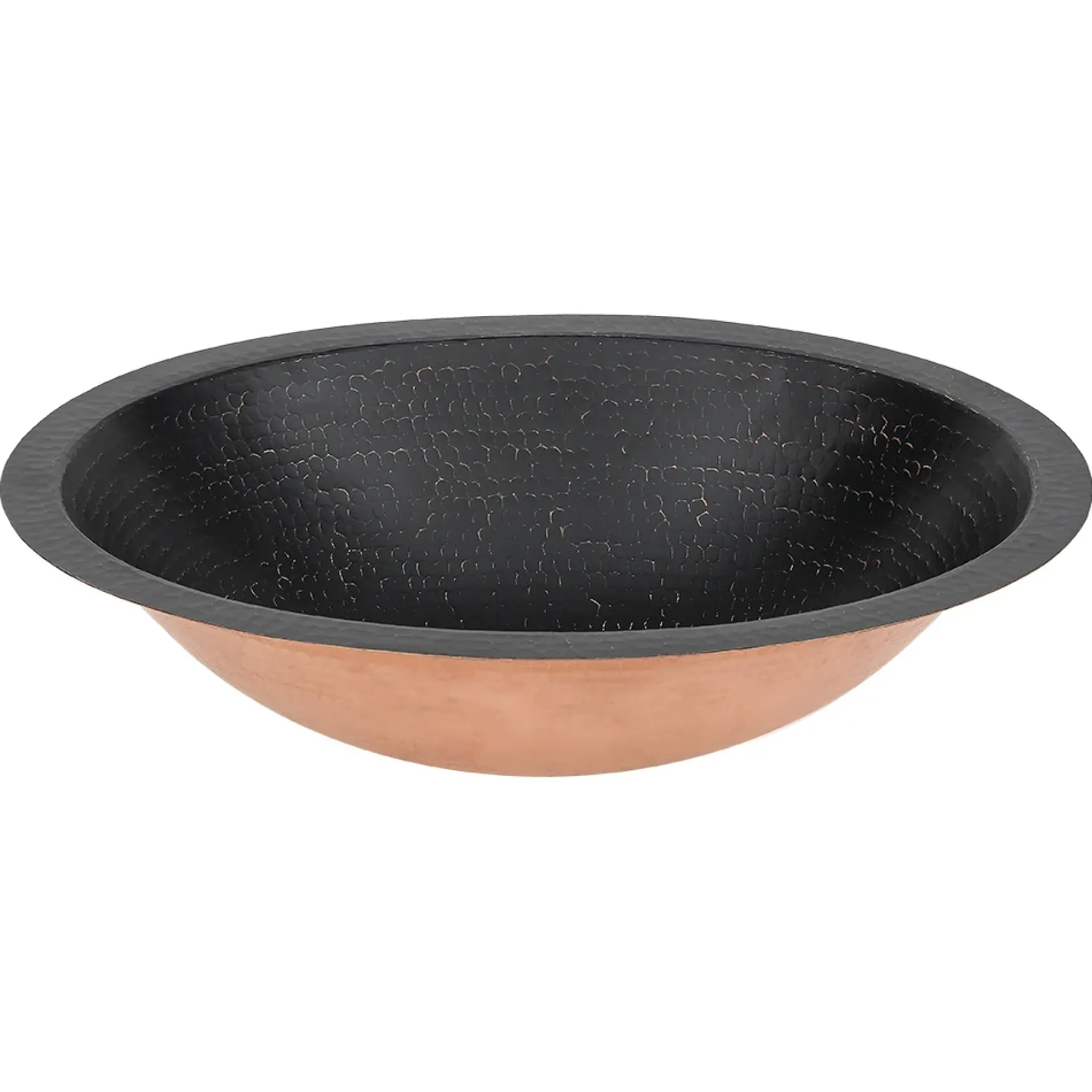 Premier Copper Products 19" x 14" Oval Dual - Undermount or Drop In Copper Bathroom Sink, Glazed Black, 17 Gauge, LO19FBLK