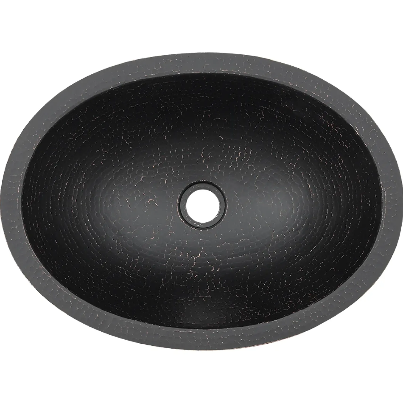 Premier Copper Products 19" x 14" Oval Dual - Undermount or Drop In Copper Bathroom Sink, Glazed Black, 17 Gauge, LO19FBLK