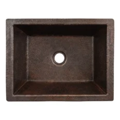Premier Copper Products 17" x 13" Rectangle Dual - Undermount or Drop In Terra Firma Copper Bathroom Sink, Dark Brown, 10 Gauge, TFLREC17DB