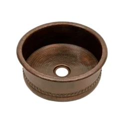 Premier Copper Products 15" Round Bar Vessel Tub Sink w/ 2" Drain Opening, Matching Drain and Accessories, Oil Rubbed Bronze, BSP5_BV15DB2-B