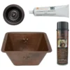 Premier Copper Products 15" Square Fleur De Lis Copper Bar/Prep Sink w/ 3.5" Drain Opening, Matching Drain and Accessories, Oil Rubbed Bronze, BSP5_BS15FDB3-D