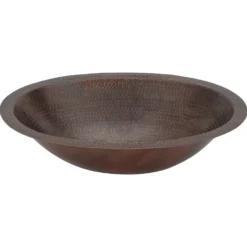 Premier Copper Products 19" Oval Copper Bathroom Sink, Oil Rubbed Bronze, LO19FDB