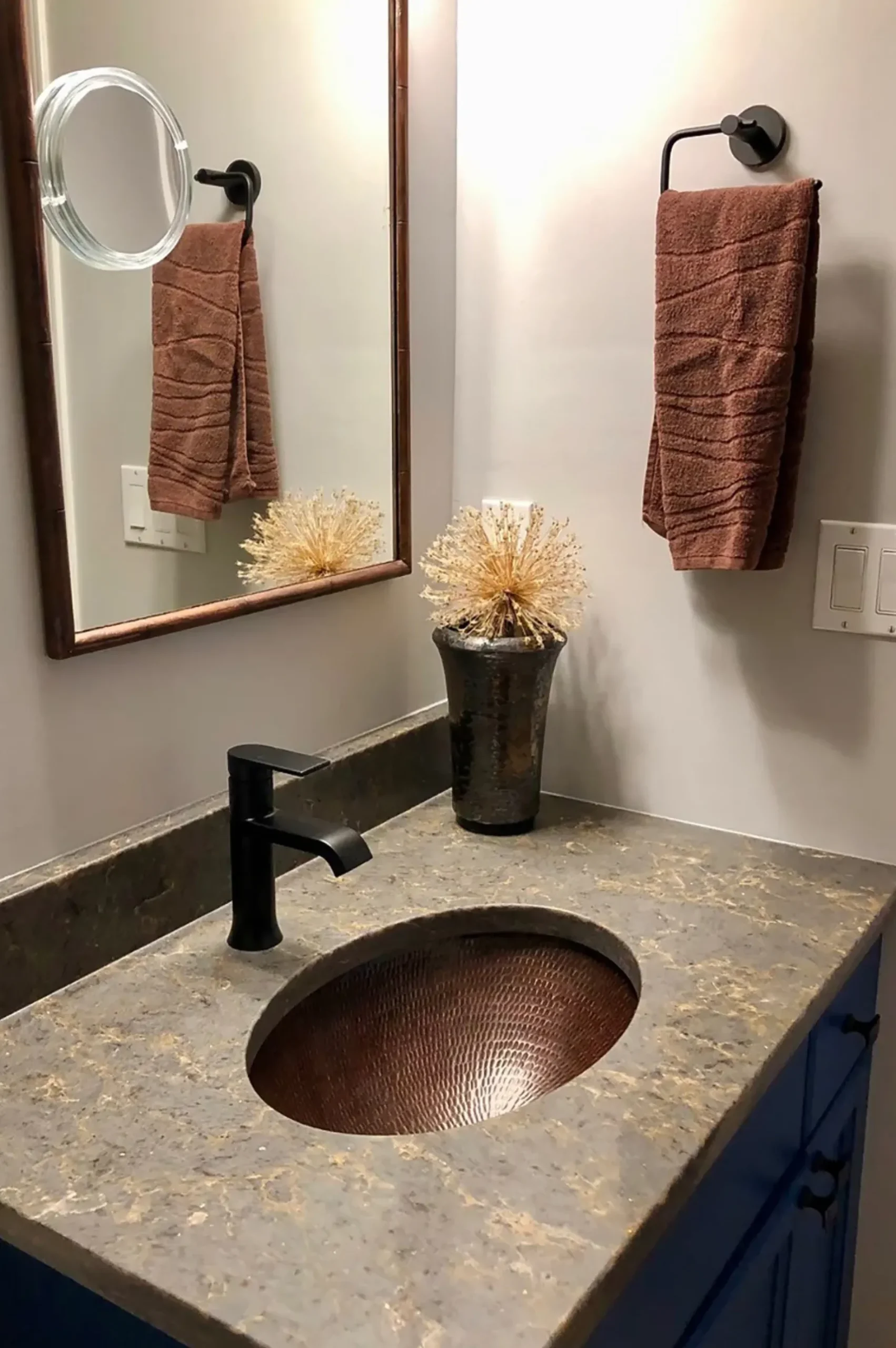Premier Copper Products 19" Oval Copper Bathroom Sink, Oil Rubbed Bronze, LO19FDB