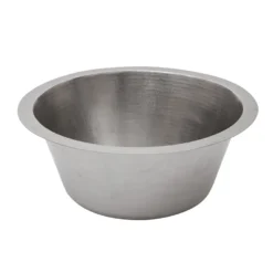 Premier Copper Products 16" Round Hammered Copper Prep Bar Sink in Nickel w/ 3.5" Drain Opening, Matching Drain and Accessories, BSP5_BR16EN3-G