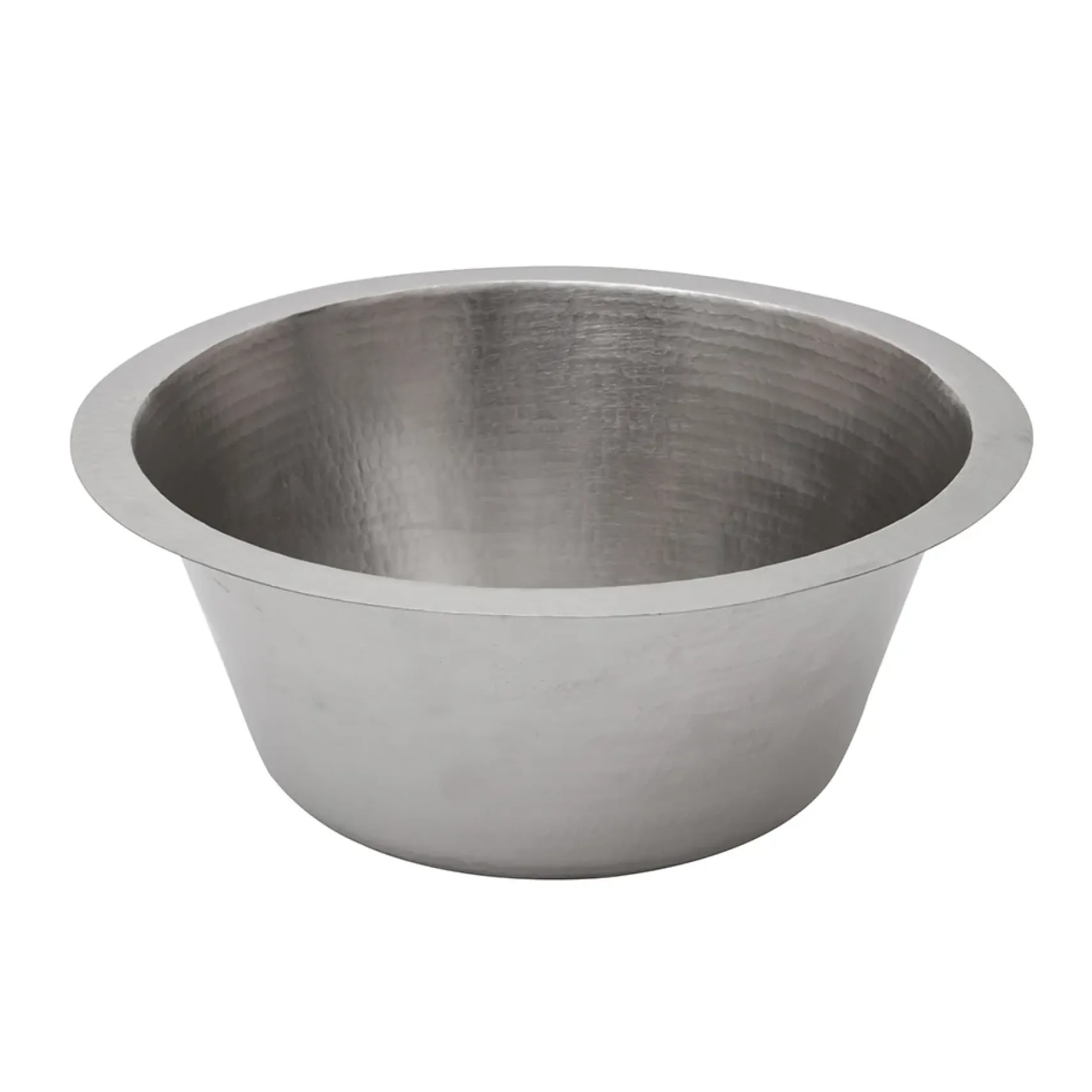 Premier Copper Products 16" Round Hammered Copper Prep Bar Sink in Nickel w/ 3.5" Drain Opening, Matching Drain and Accessories, BSP5_BR16EN3-G
