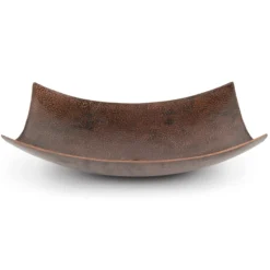 Premier Copper Products 18" Rectangle Modern Slope Hammered Copper Bathroom Sink, Matching Drain and Accessories, Oil Rubbed Bronze, BSP5_VREC18MSDB-P