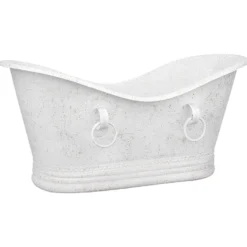 Premier Copper Products 67" Hammered Copper Freestanding Bathtub, Glazed White, BTDR67WHT