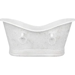 Premier Copper Products 67" Hammered Copper Freestanding Bathtub, Glazed White, BTDR67WHT