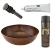 Premier Copper Products 17" Large Round Vessel Hammered Copper Bathroom Sink, Matching Drain and Accessories, Oil Rubbed Bronze, BSP5_VR17BDB-P