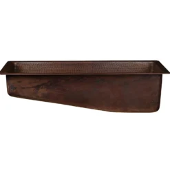 Premier Copper Products 28" Rectangle Hammered Copper Slanted Bar/Prep Sink with 3.5" Drain Opening, Matching Drain and Accessories, Oil Rubbed Bronze, BSP5_BRECSL28DB3-D