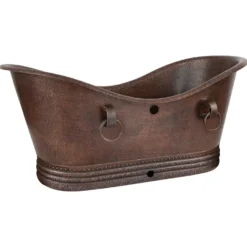 Premier Copper Products 72" Hammered Copper Freestanding Bathtub, Oil Rubbed Bronze, BTDR72DBOF