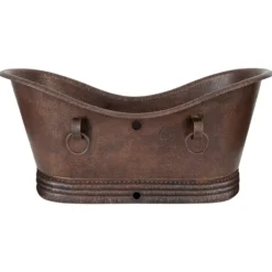 Premier Copper Products 72" Hammered Copper Freestanding Bathtub, Oil Rubbed Bronze, BTDR72DBOF