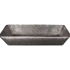 Premier Copper Products 20" Rectangle Vessel Hammered Copper Bathroom Sink in Nickel, Matching Drain and Accessories, BSP5_VREC2014EN-P