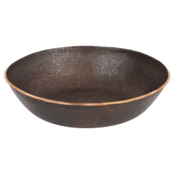 Premier Copper Products 17" Round Vessel - Above Counter Terra Firma Copper Bathroom Sink, Dark Brown, 10 Gauge, TFVR17DB