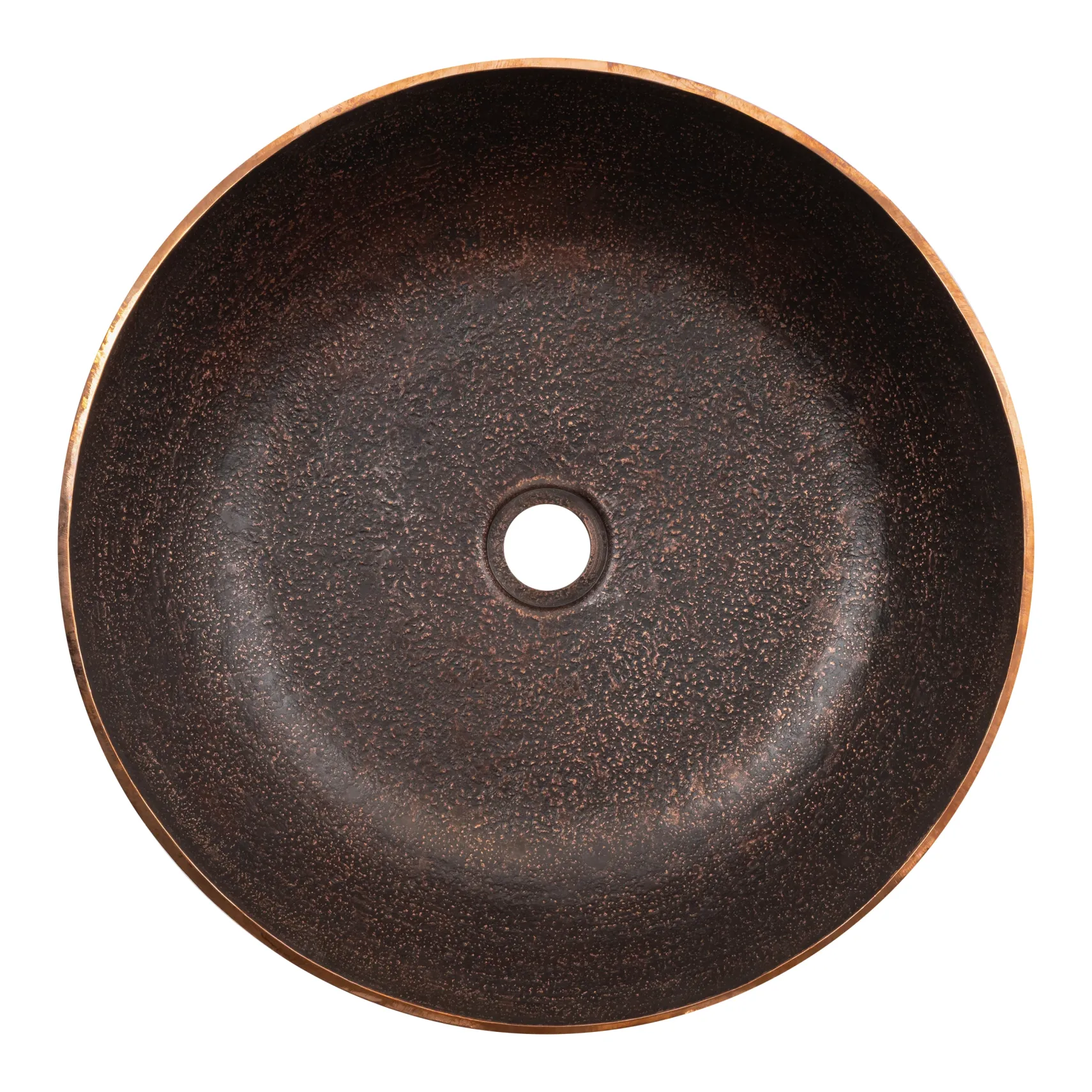 Premier Copper Products 17" Round Vessel - Above Counter Terra Firma Copper Bathroom Sink, Dark Brown, 10 Gauge, TFVR17DB