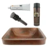 Premier Copper Products 19" Rectangle Skirted Vessel Hammered Copper Bathroom Sink, Matching Drain and Accessories, Oil Rubbed Bronze, BSP5_VREC19SKDB-P
