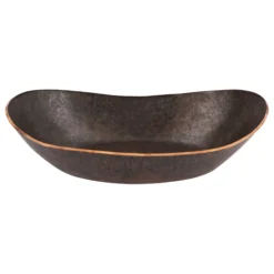 Premier Copper Products 23" x 12" Oval Vessel - Above Counter Terra Firma Copper Bathroom Sink, Dark Brown, 10 Gauge, TFVBT23DB