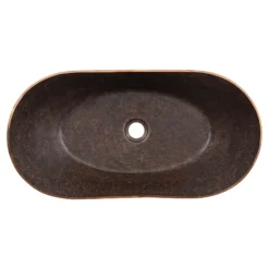 Premier Copper Products 23" x 12" Oval Vessel - Above Counter Terra Firma Copper Bathroom Sink, Dark Brown, 10 Gauge, TFVBT23DB
