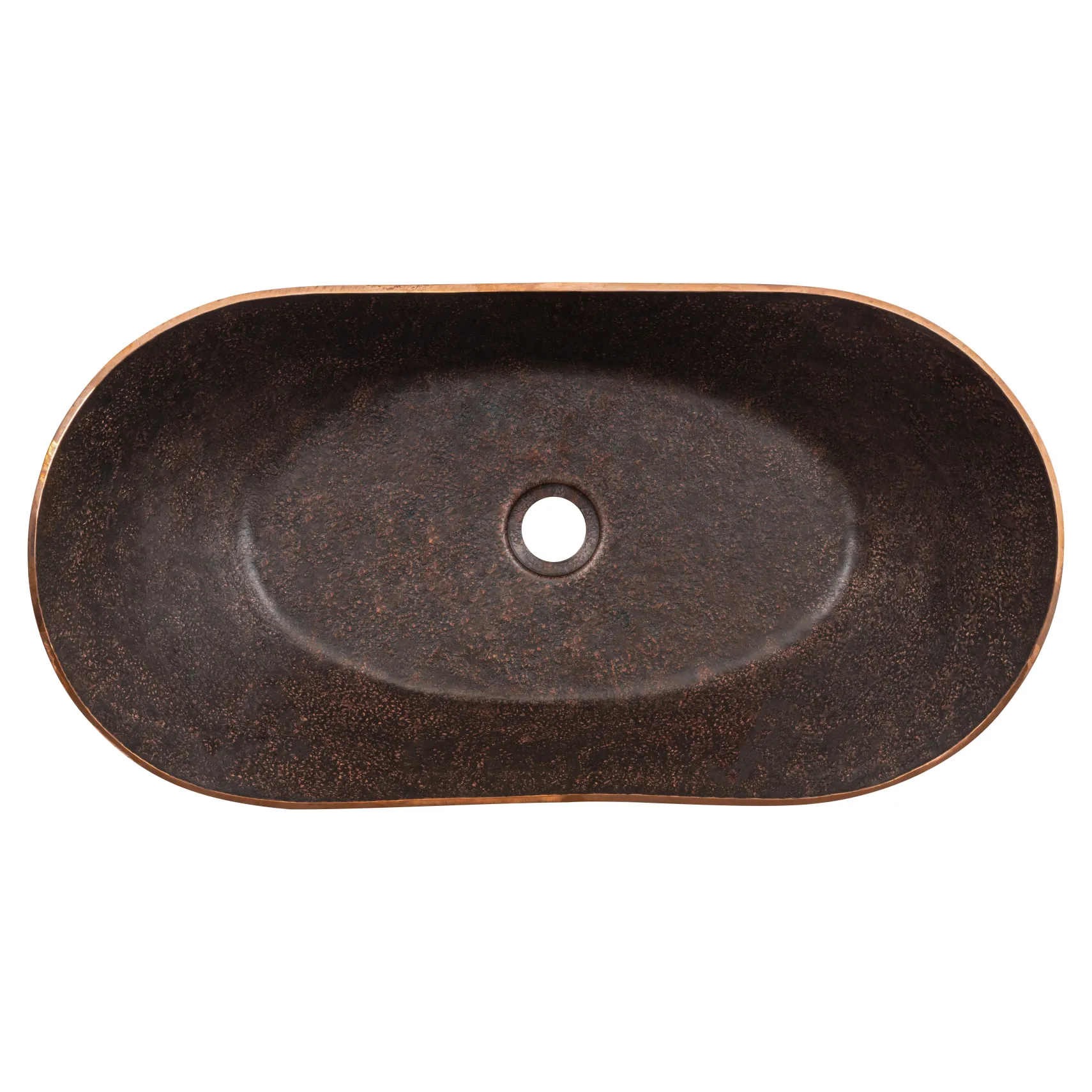 Premier Copper Products 23" x 12" Oval Vessel - Above Counter Terra Firma Copper Bathroom Sink, Dark Brown, 10 Gauge, TFVBT23DB