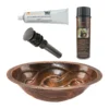 Premier Copper Products 19" Oval Braid Under Counter Hammered Copper Bathroom Sink, Matching Drain and Accessories, Oil Rubbed Bronze, BSP5_LO19FBDDB-P