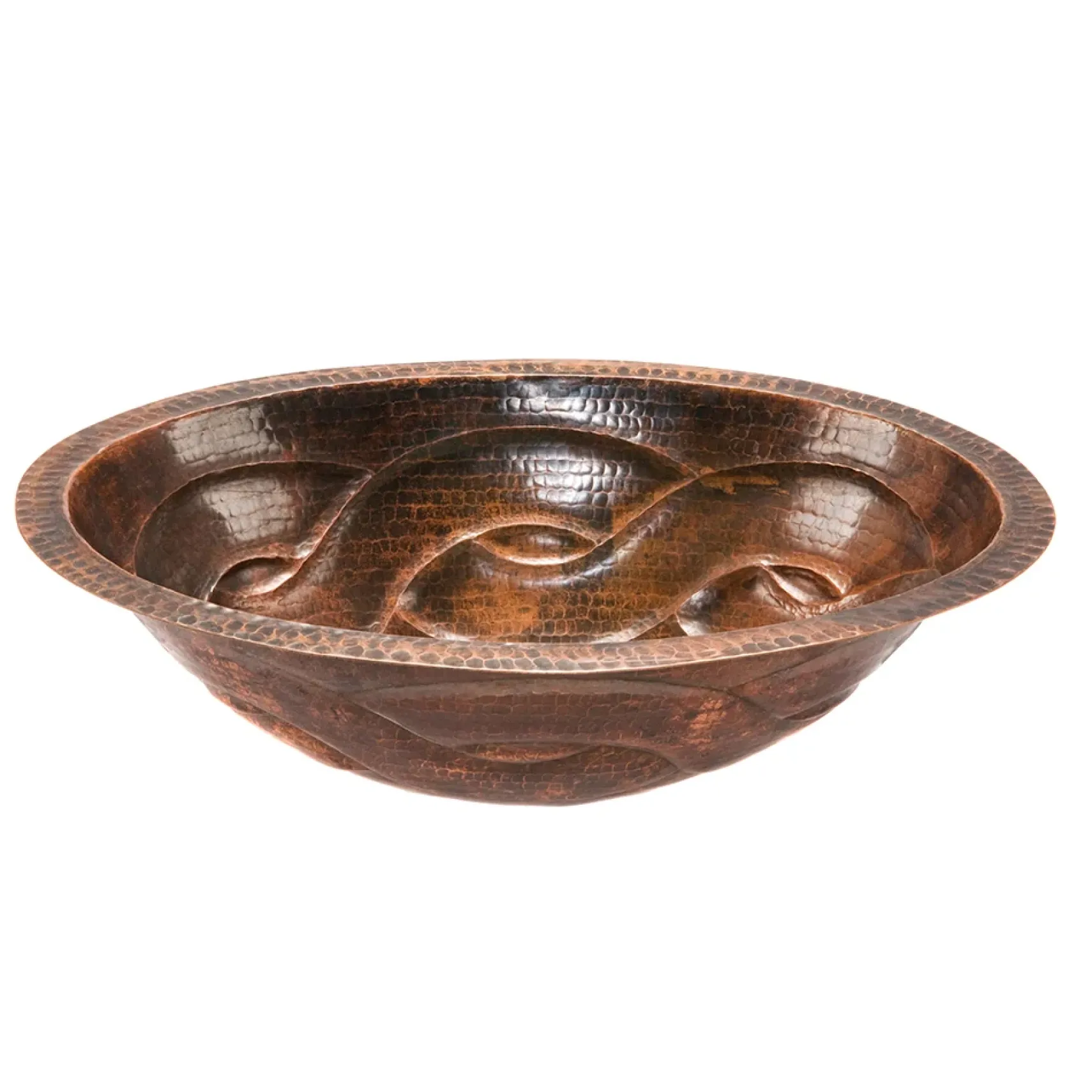 Premier Copper Products 19" Oval Braid Under Counter Hammered Copper Bathroom Sink, Matching Drain and Accessories, Oil Rubbed Bronze, BSP5_LO19FBDDB-P