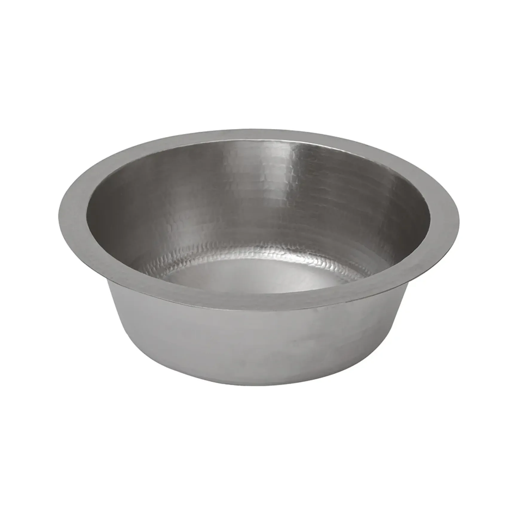 Premier Copper Products 14" Round Hammered Copper Bar Sink in Nickel w/ 2" Drain Opening, Matching Drain and Accessories, BSP5_BR14EN2-B