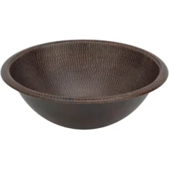 Premier Copper Products 17" Round Copper Bathroom Sink, Oil Rubbed Bronze, LR17RDB