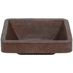 Premier Copper Products 15" Square Copper Bathroom Sink, Oil Rubbed Bronze, VSQ15SKDB