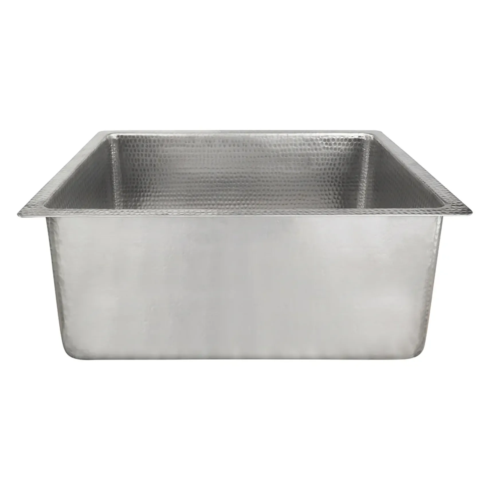 Premier Copper Products 20" Rectangle Hammered Copper Kitchen/Bar/Prep Single Basin Sink in Nickel, Matching Drain and Accessories, BSP5_BREC20EN-G