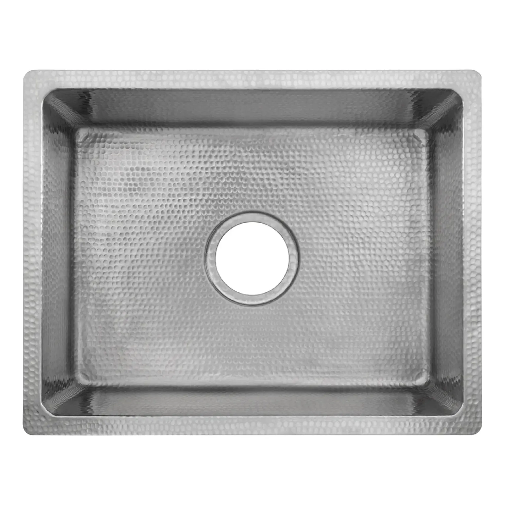 Premier Copper Products 20" Rectangle Hammered Copper Kitchen/Bar/Prep Single Basin Sink in Nickel, Matching Drain and Accessories, BSP5_BREC20EN-G