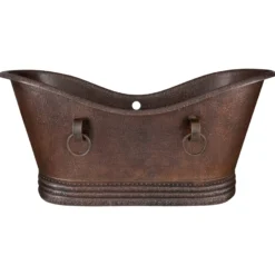Premier Copper Products 60" Hammered Copper Freestanding Bathtub, Oil Rubbed Bronze, BTDR67DBOF