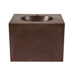 Premier Copper Products 24" Hammered Copper Wall Mount Bathroom Vanity with Sink, Single Faucet Hole, 17 Gauge, Oil Rubbed Bronze, VADB24181