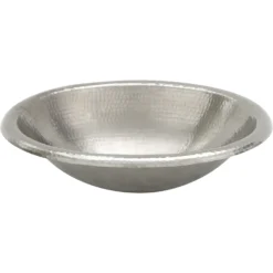 Premier Copper Products 17" Oval Copper Bathroom Sink, Nickel, LO17REN