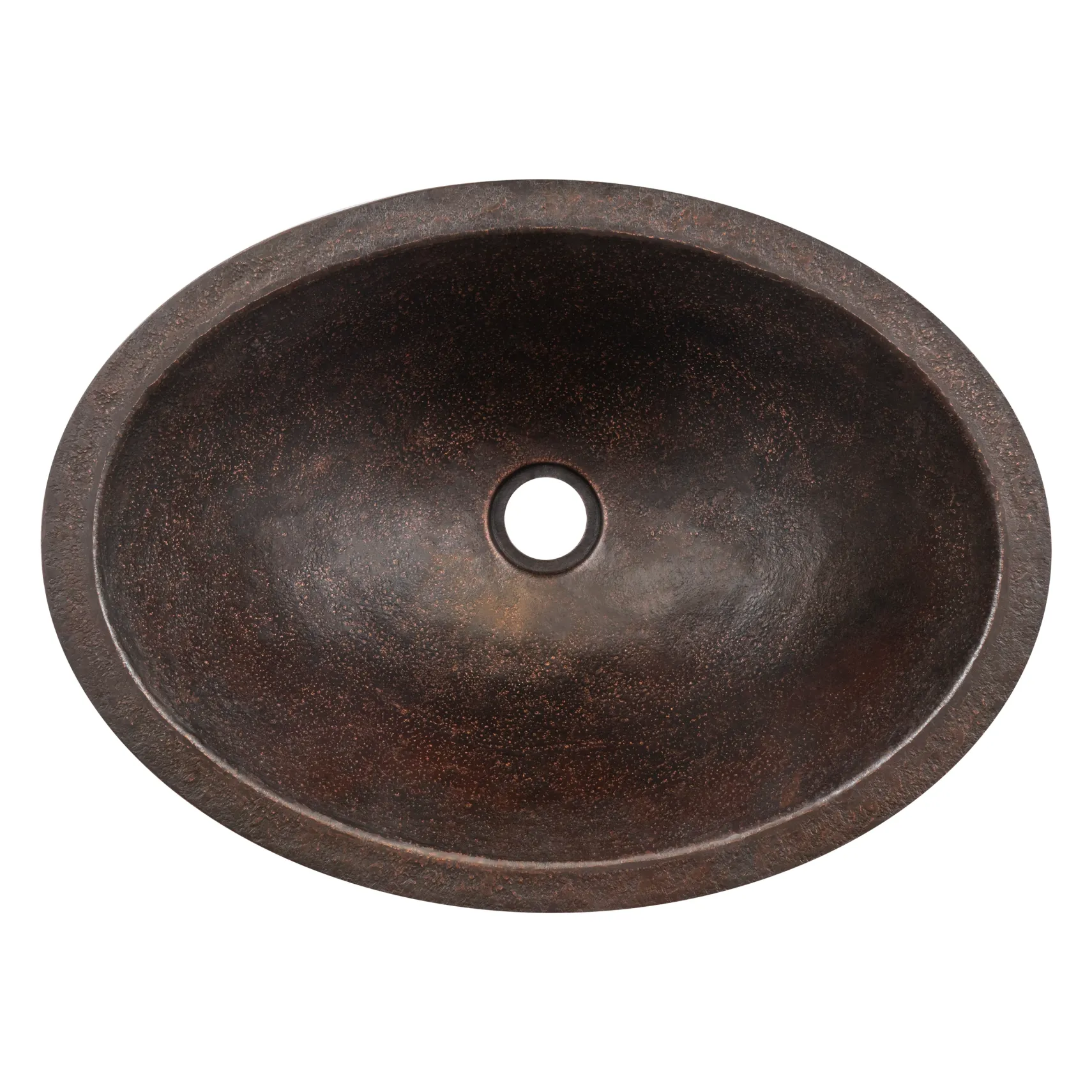 Premier Copper Products 19" x 14" Oval Dual - Undermount or Drop In Terra Firma Copper Bathroom Sink, Dark Brown, 10 Gauge, TFLO19FDB