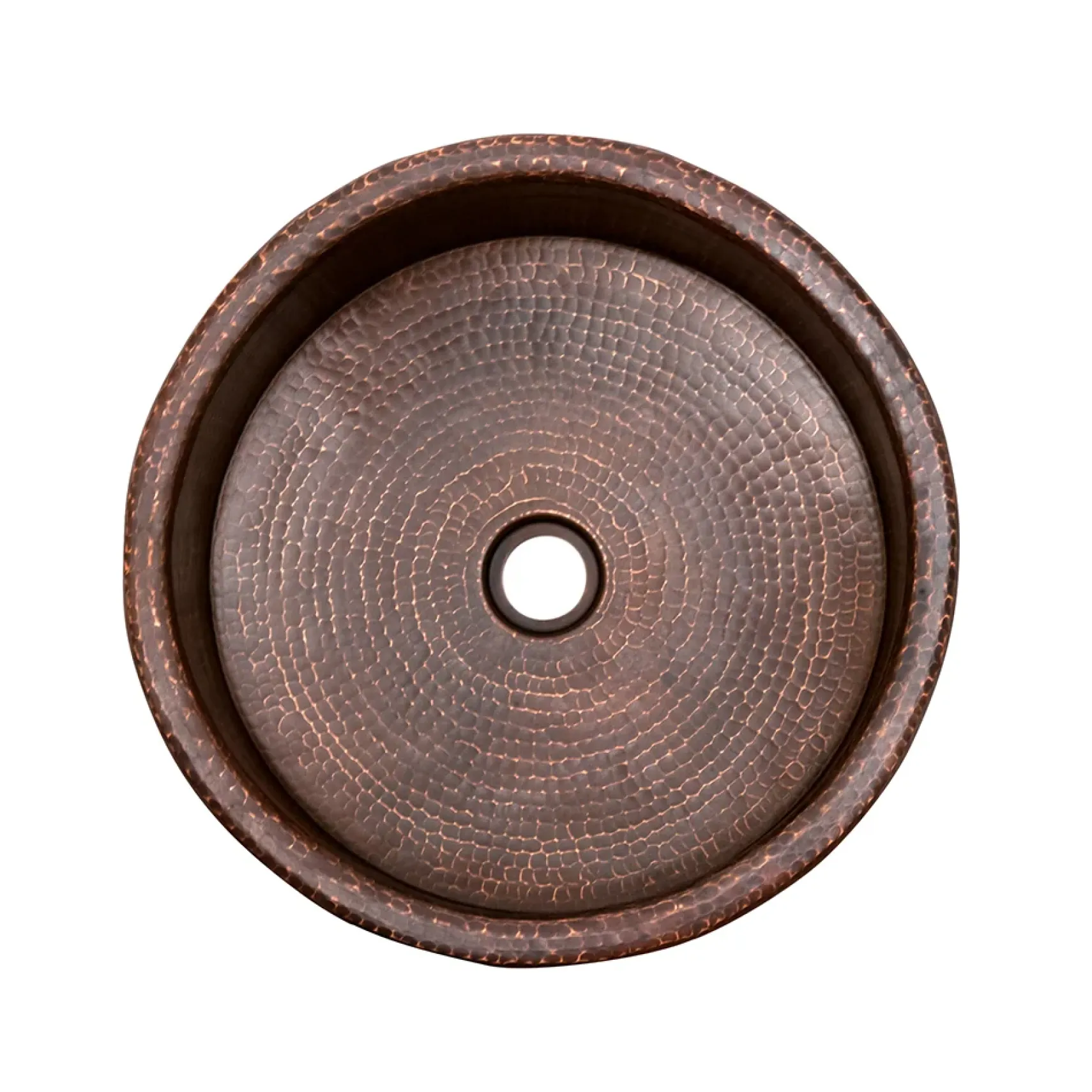 Premier Copper Products 15" Round Vessel Tub Hammered Copper Bathroom Sink, Matching Drain and Accessories, Oil Rubbed Bronze, BSP5_VRT15DB-P