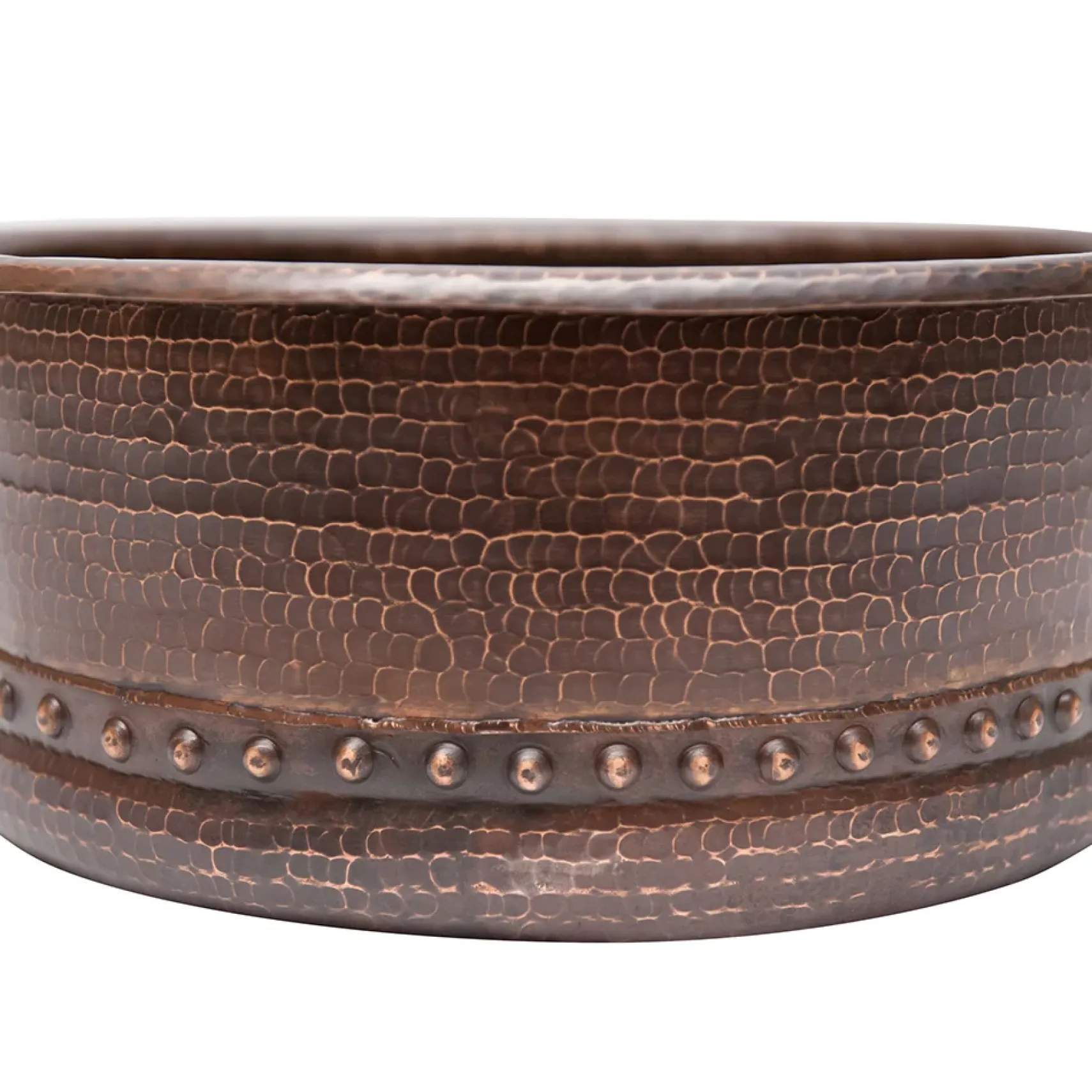 Premier Copper Products 15" Round Vessel Tub Hammered Copper Bathroom Sink, Matching Drain and Accessories, Oil Rubbed Bronze, BSP5_VRT15DB-P