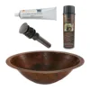 Premier Copper Products 20" Master Bath Oval Under Counter Hammered Copper Bathroom Sink, Matching Drain and Accessories, Oil Rubbed Bronze, BSP5_LO20FDB-P