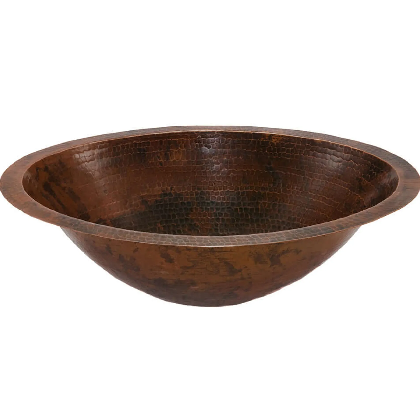 Premier Copper Products 20" Master Bath Oval Under Counter Hammered Copper Bathroom Sink, Matching Drain and Accessories, Oil Rubbed Bronze, BSP5_LO20FDB-P