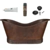 Premier Copper Products 67" Hammered Copper Double Slipper Bathtub and Drain Package, Oil Rubbed Bronze, BSP5_BTD67DB