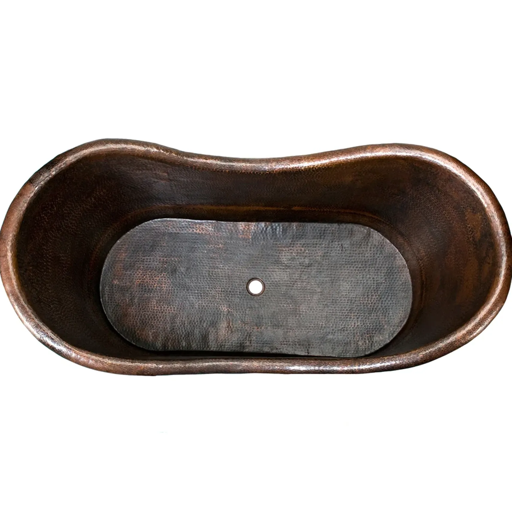 Premier Copper Products 67" Hammered Copper Double Slipper Bathtub and Drain Package, Oil Rubbed Bronze, BSP5_BTD67DB