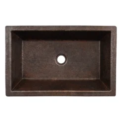 Premier Copper Products 22" x 14" Rectangle Dual - Undermount or Drop In Terra Firma Copper Bathroom Sink, Dark Brown, 10 Gauge, TFLREC22DB