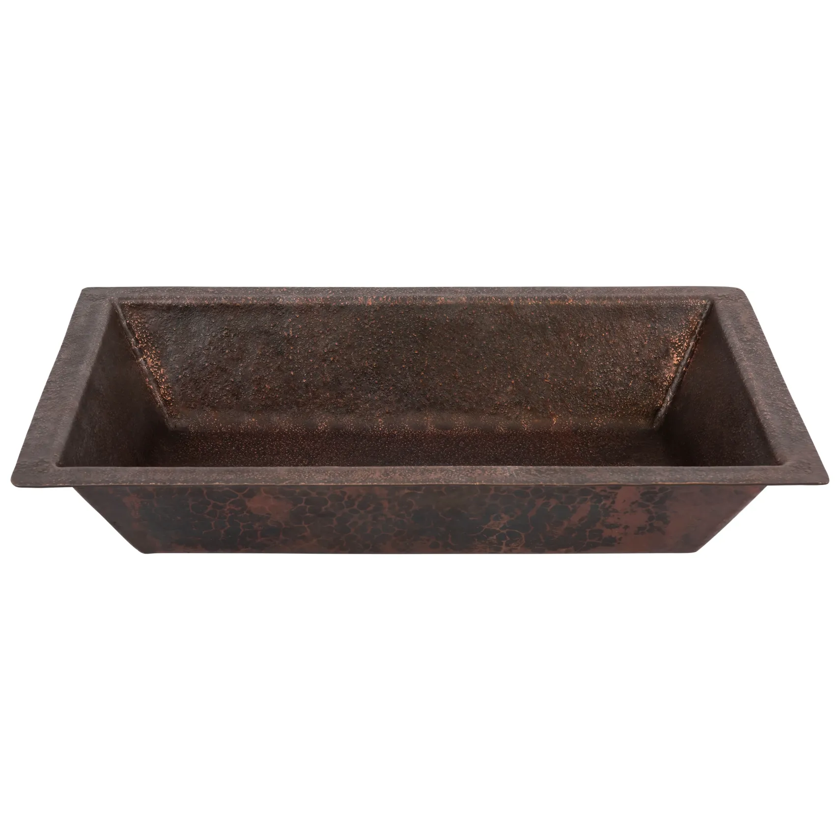 Premier Copper Products 22" x 14" Rectangle Dual - Undermount or Drop In Terra Firma Copper Bathroom Sink, Dark Brown, 10 Gauge, TFLREC22DB