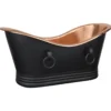 Premier Copper Products 67" Hammered Copper Freestanding Bathtub, Glazed Black with Polished Copper, BTDR67BLKP