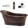 Premier Copper Products 67" Hammered Copper Single Slipper Bathtub and Drain Package, Oil Rubbed Bronze, BSP5_BTS67DB