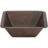 Premier Copper Products 15" Square Copper Bathroom Sink, Oil Rubbed Bronze, LSQ15DB