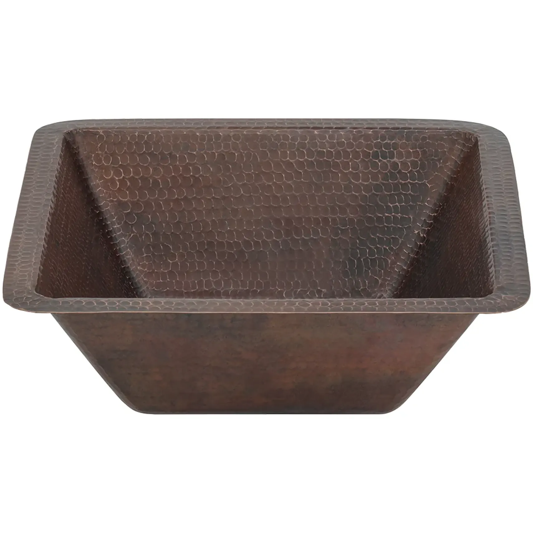 Premier Copper Products 15" Square Copper Bathroom Sink, Oil Rubbed Bronze, LSQ15DB
