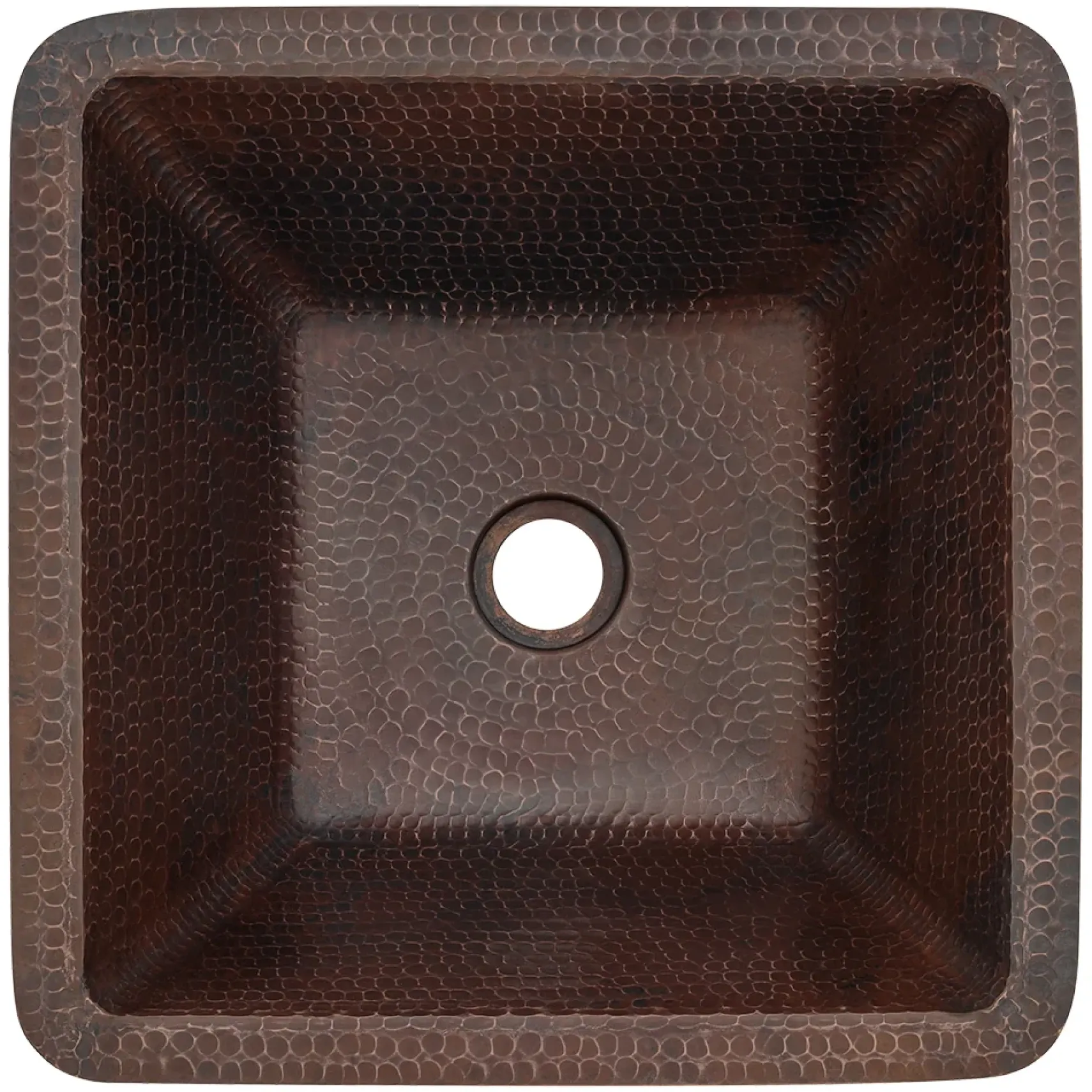 Premier Copper Products 15" Square Copper Bathroom Sink, Oil Rubbed Bronze, LSQ15DB