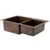 Premier Copper Products 33" Copper Kitchen Sink, 60/40 Double Bowl, Oil Rubbed Bronze, K60DB33229